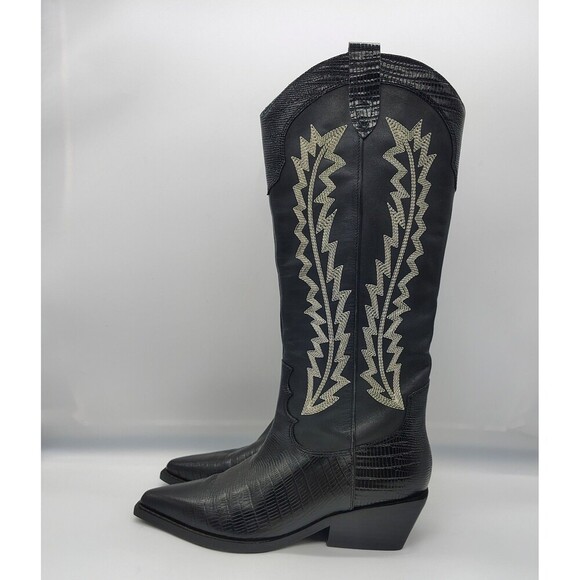 Marc Fisher Roselle Western Cowgirl Boots Point Toe Embroidered Leather 7.5 - Picture 2 of 11